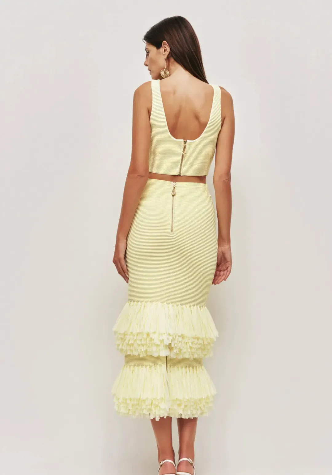 Aje Agave Knit Top/Agave Knit Raffia Skirt Set Sz 8 for rent on The Volte - main image