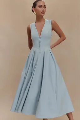 Meshki Keely Cotton Sleeveless Midi Dress - Sky Blue for rent on The Volte - image 3