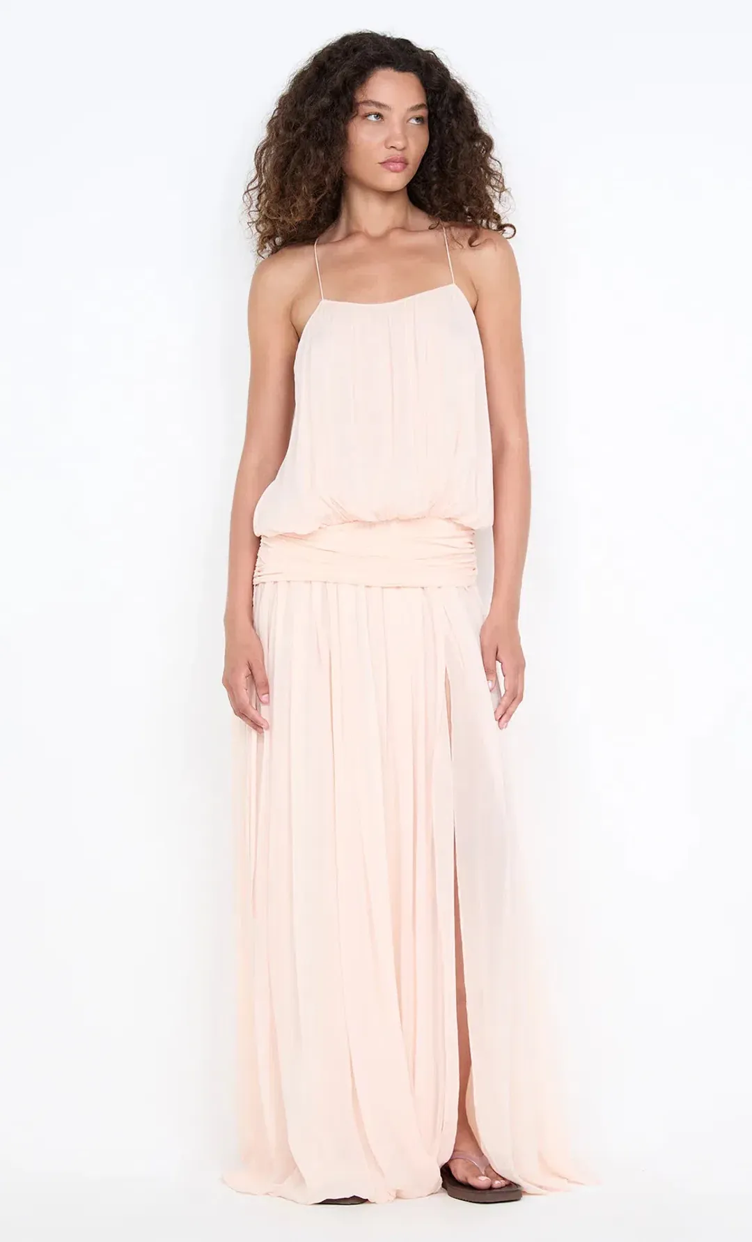CAMILLE BLOUSON DRESS- PEACH | size 6 for rent on The Volte - main image