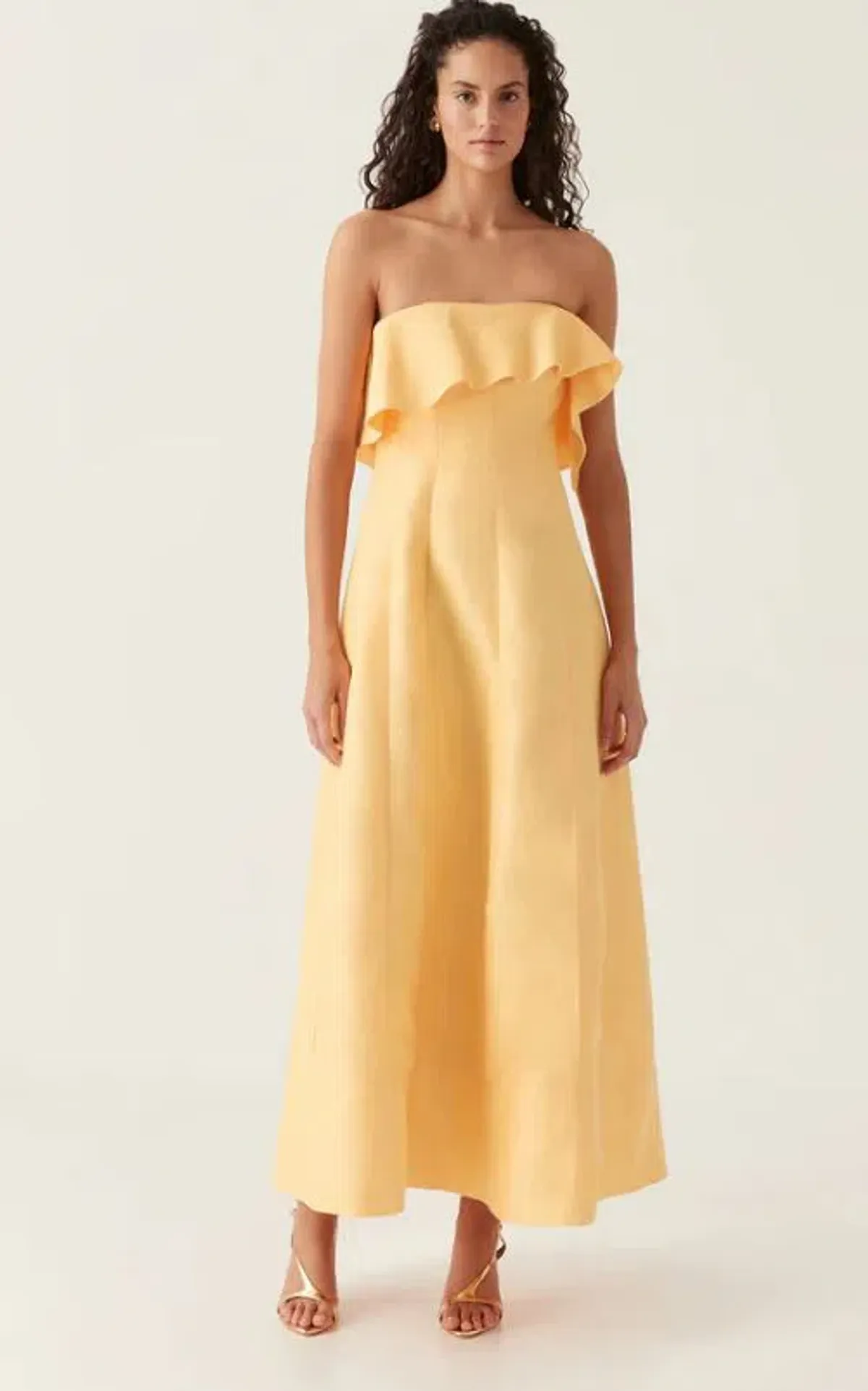 Aje Shallows Strapless Gown in Marigold Yellow Size 6 for rent on The Volte - main image