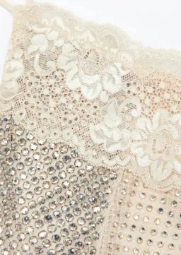 Self-Portrait CHAMPAGNE RHINESTONE LACE TRIM MAXI DRESS in AU6 for rent on The Volte - image 5