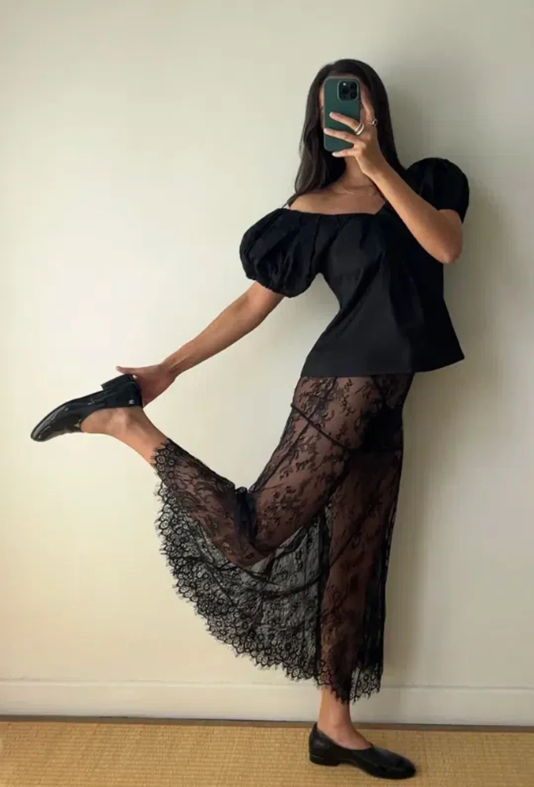 Hansen and Gretel Thandie Top Black and Emaneul Lace Skirt Black for rent on The Volte - main image