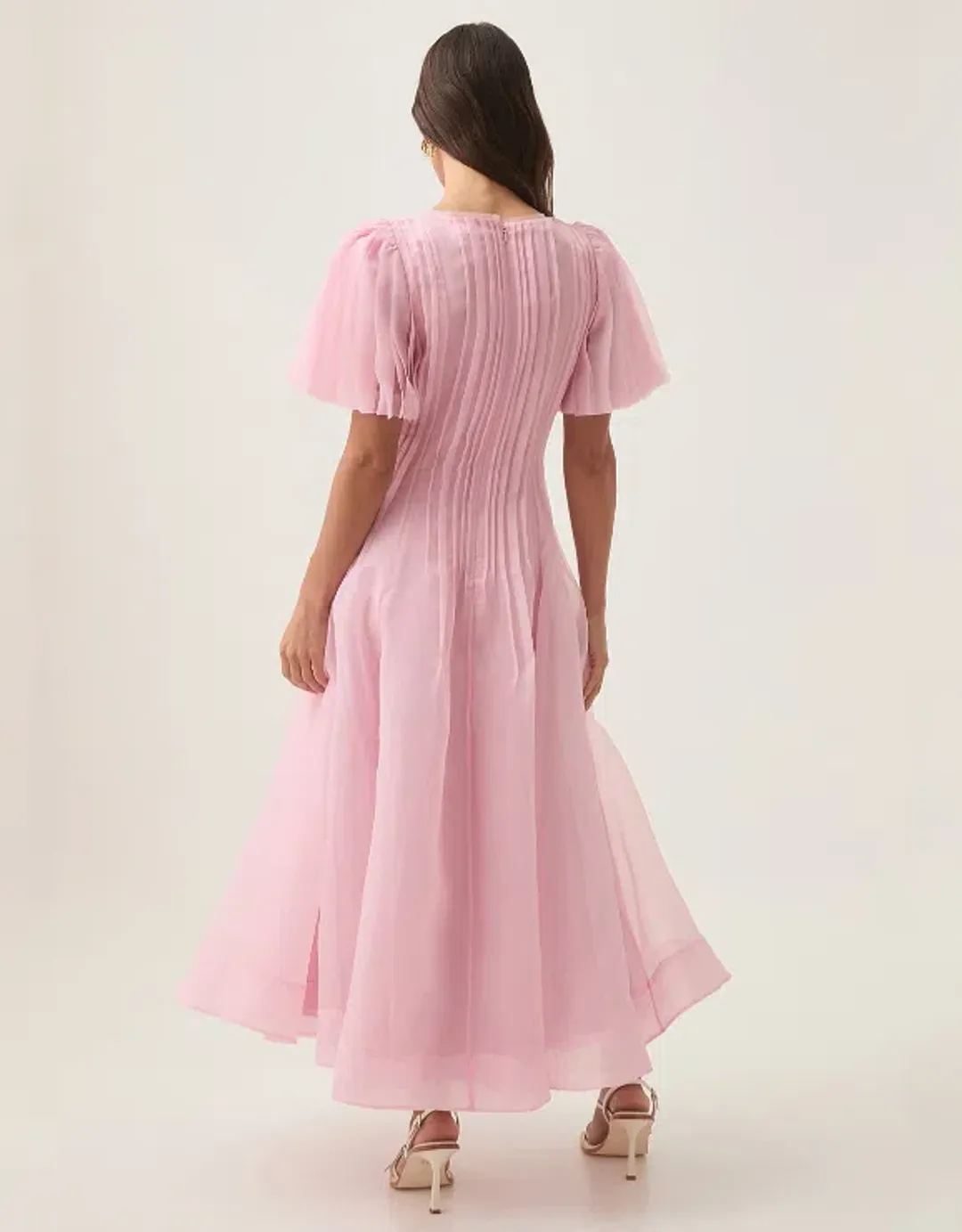 Aje Nova Pleated Midi Dress - Chalk Pink - Size 12 for rent on The Volte - main image