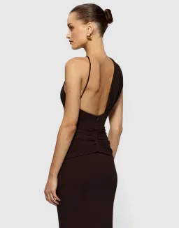 Effie Kats Greer Gown Asym in Coffee Chocolate Brown in Size XS / 6 AU for rent on The Volte - image 3