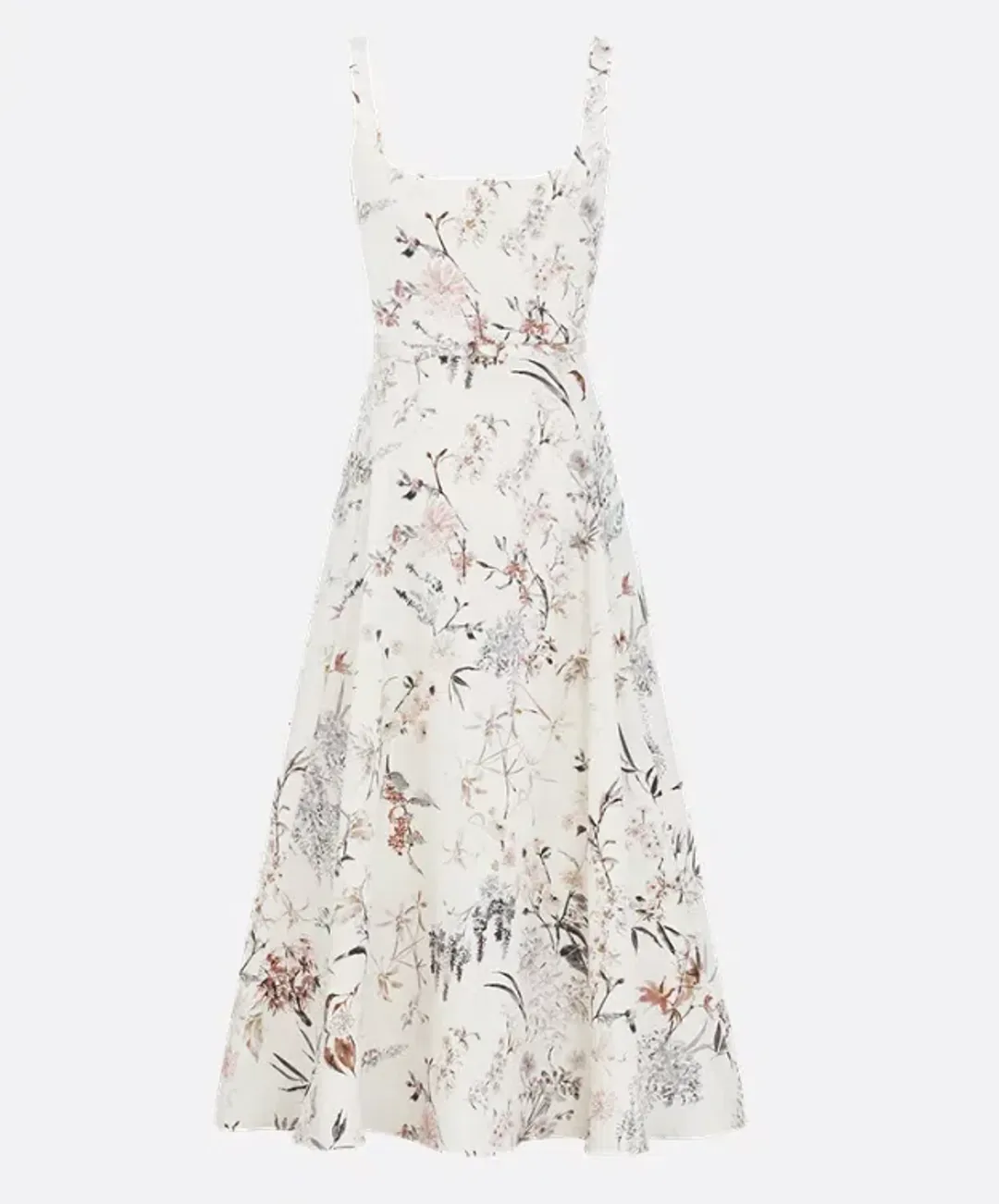 Dior Mid-Length Belted Dress White Silk Faillewith Multicolor - 38 for rent on The Volte - main image