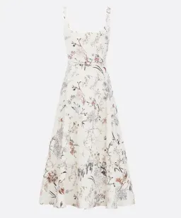 Dior Mid-Length Belted Dress White Silk Faillewith Multicolor - 38 for rent on The Volte - image 1