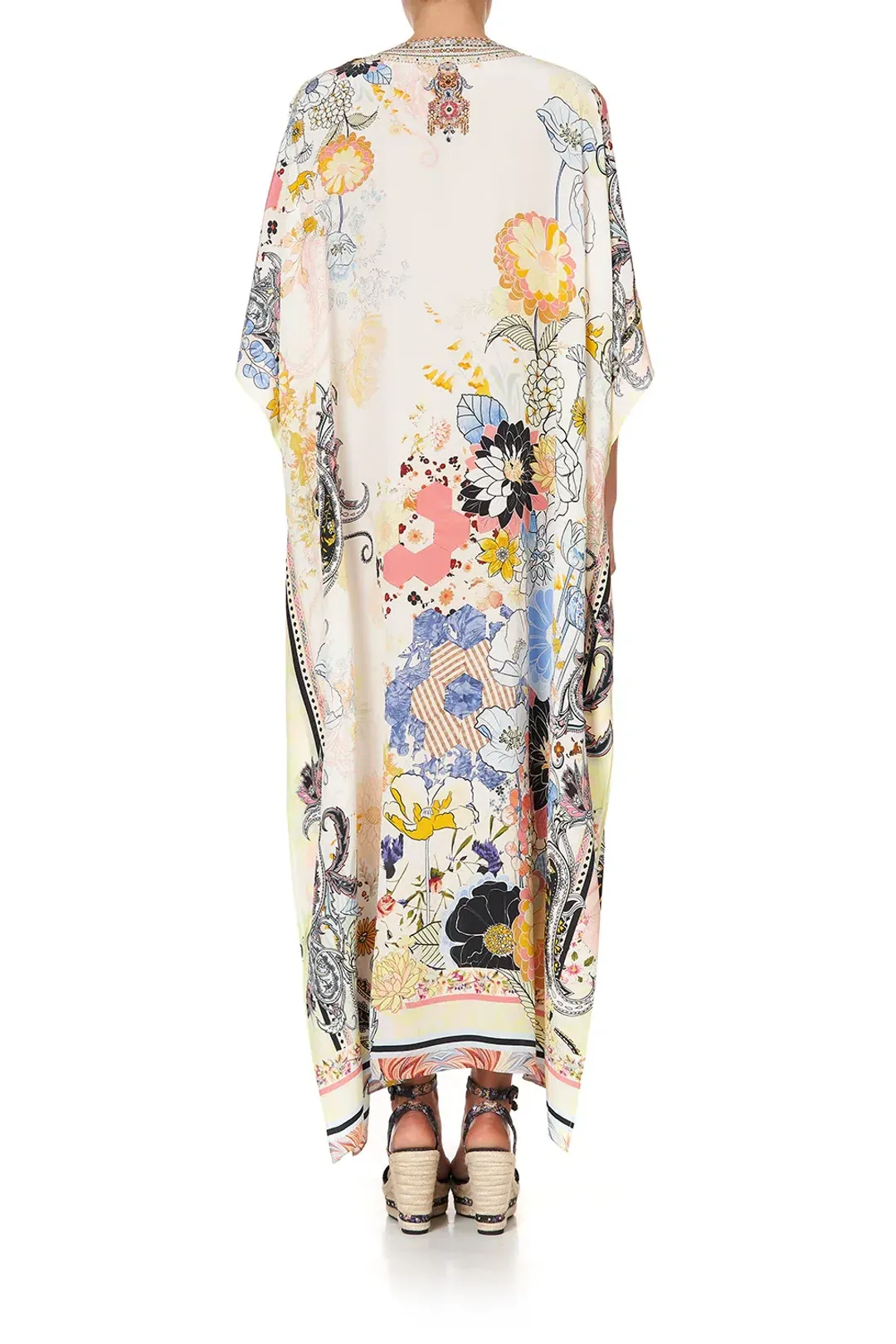 Camilla Lace Up Kaftan Britain Bouquet OS for rent on The Volte - main image