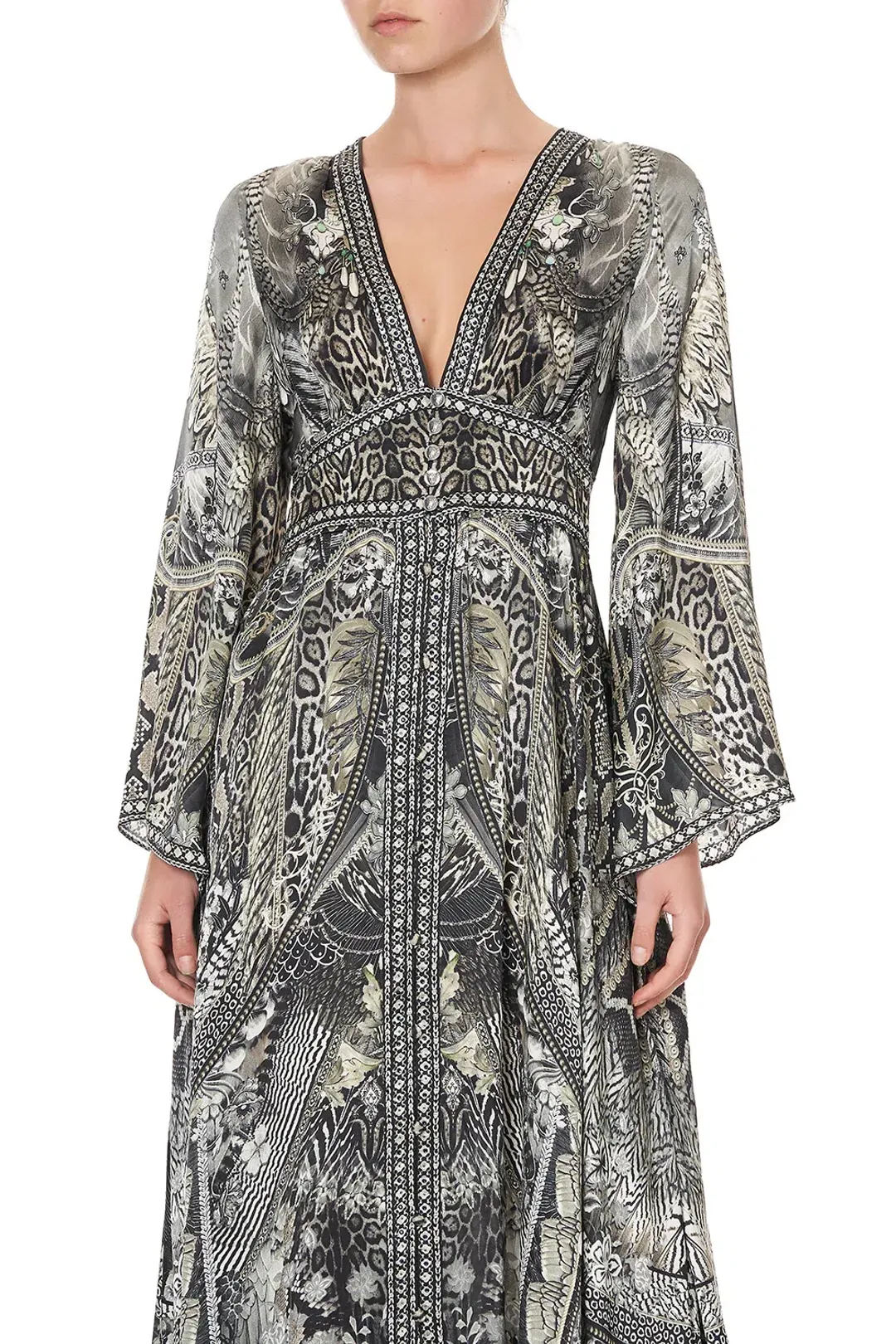 Camilla Kimono Sleeve Dress With Shirring Detail One Tribe size 3XL for rent on The Volte - main image