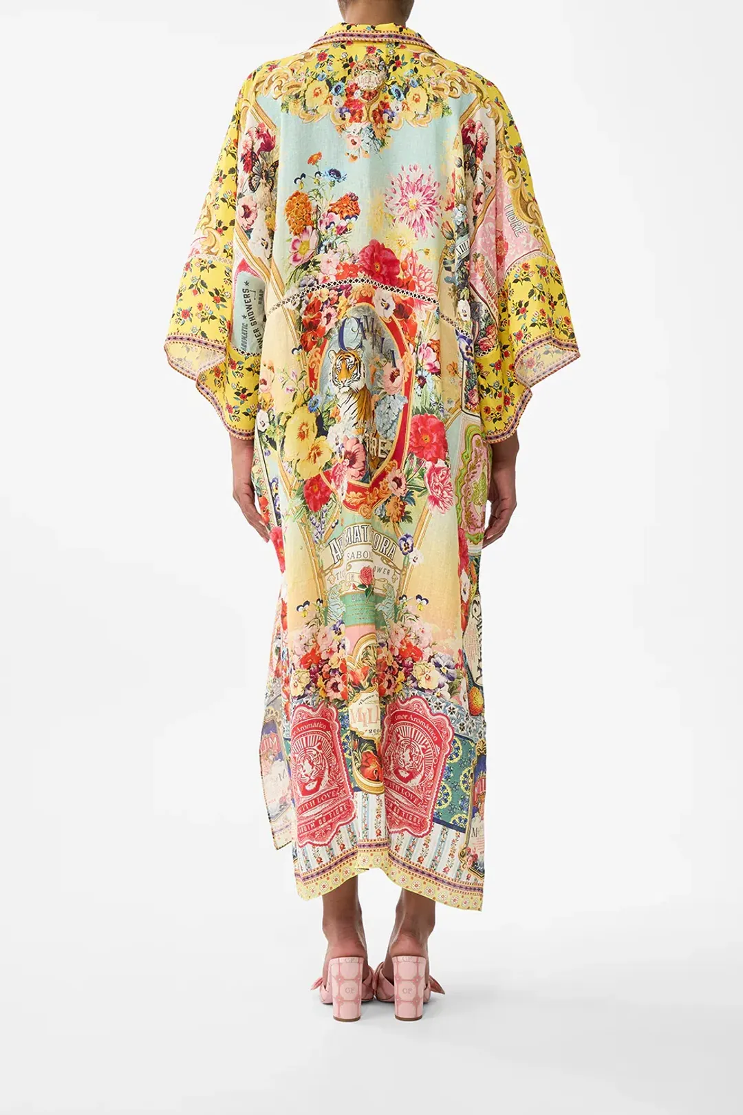 Camilla Deep V Kaftan With Cut-Out Detail Aromatic Tiger Flower size XL/XXL for rent on The Volte - main image