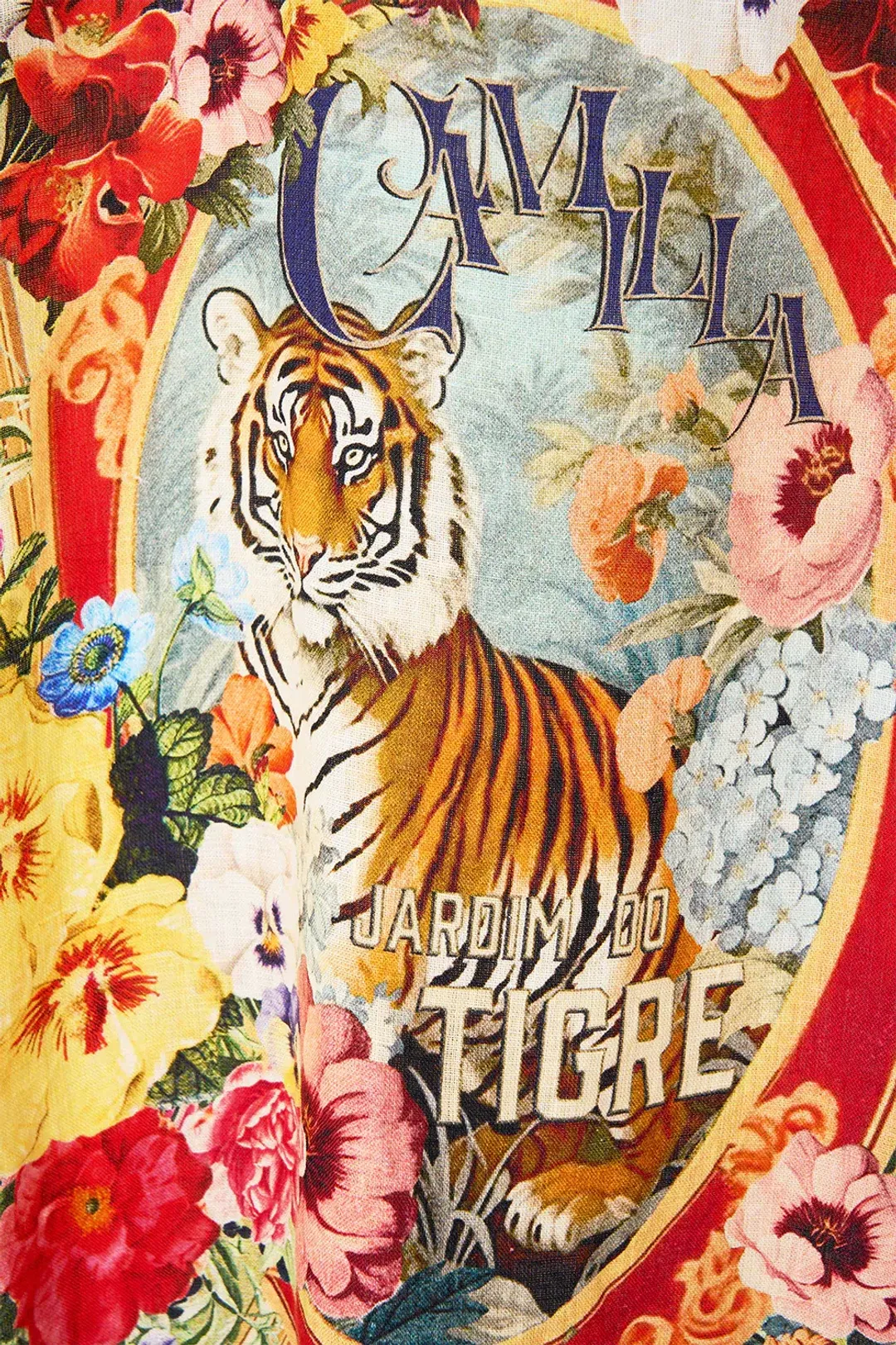 Camilla Deep V Kaftan With Cut-Out Detail Aromatic Tiger Flower size XL/XXL for rent on The Volte - main image