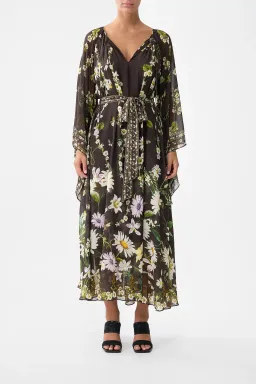Camilla Long Dress With Handkerchief Sleeve Dish It, Daisy OS for rent on The Volte - image 1