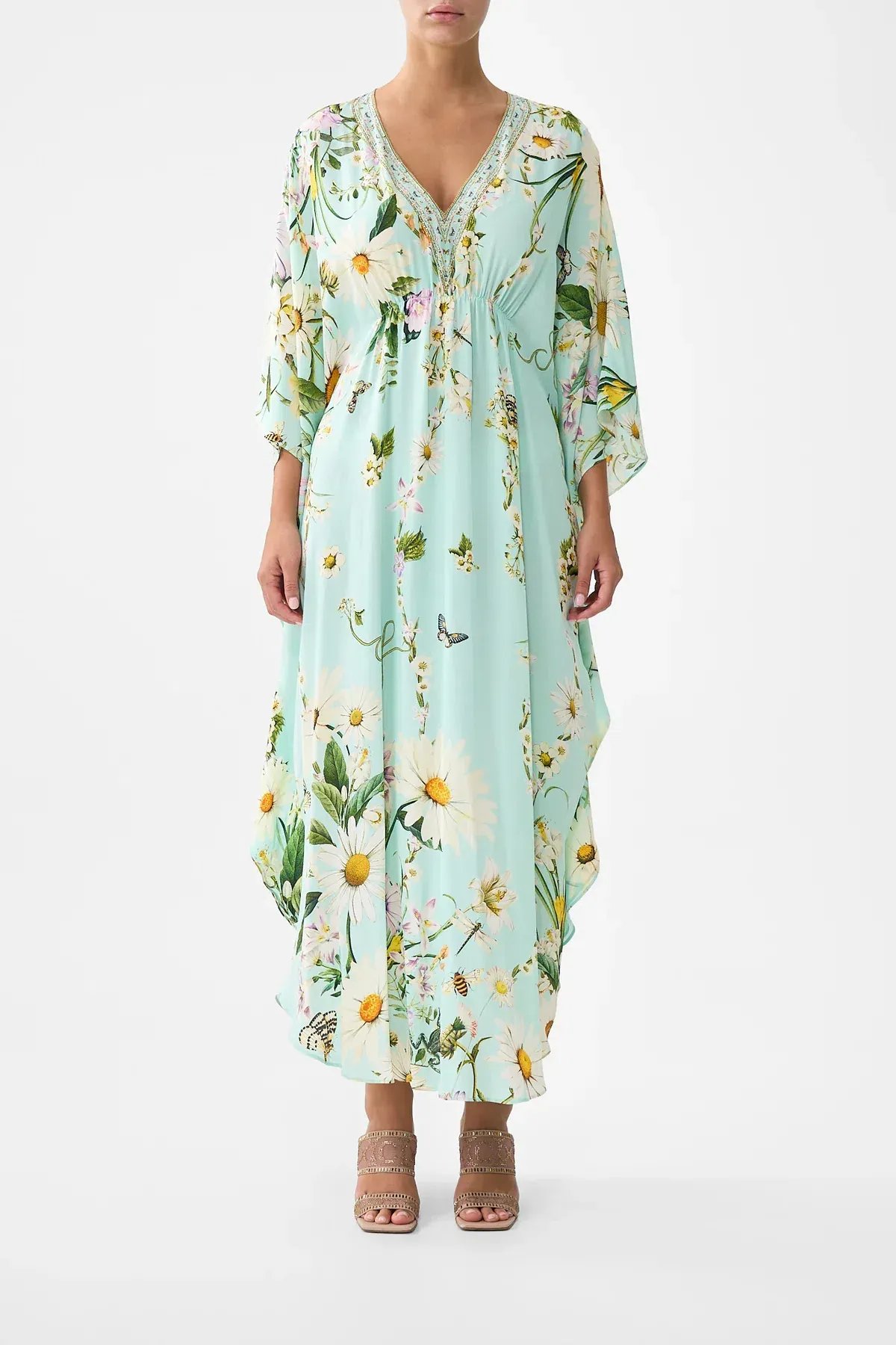 Camilla Gathered Waist Kaftan Floral Freefall size OS for rent on The Volte - main image