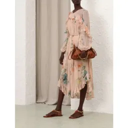 Zimmermann ILLUMINATE CAPE DRESS PEACH HYDRANGEA size 4 / AU16 for rent on The Volte - image 2