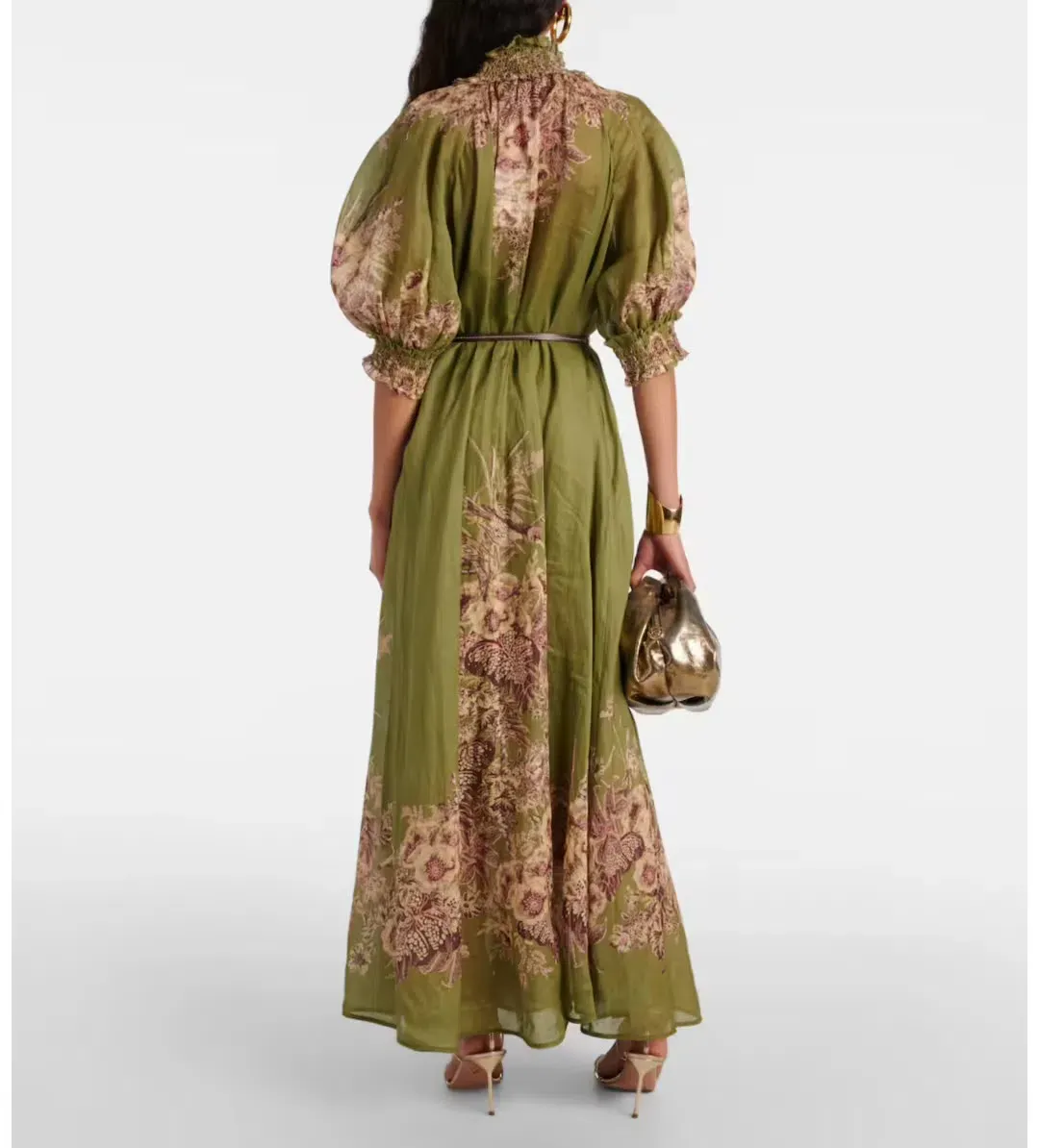 Zimmermann OTTIE SWING MAXI DRESS khaki size 4 / AU16 for rent on The Volte - main image