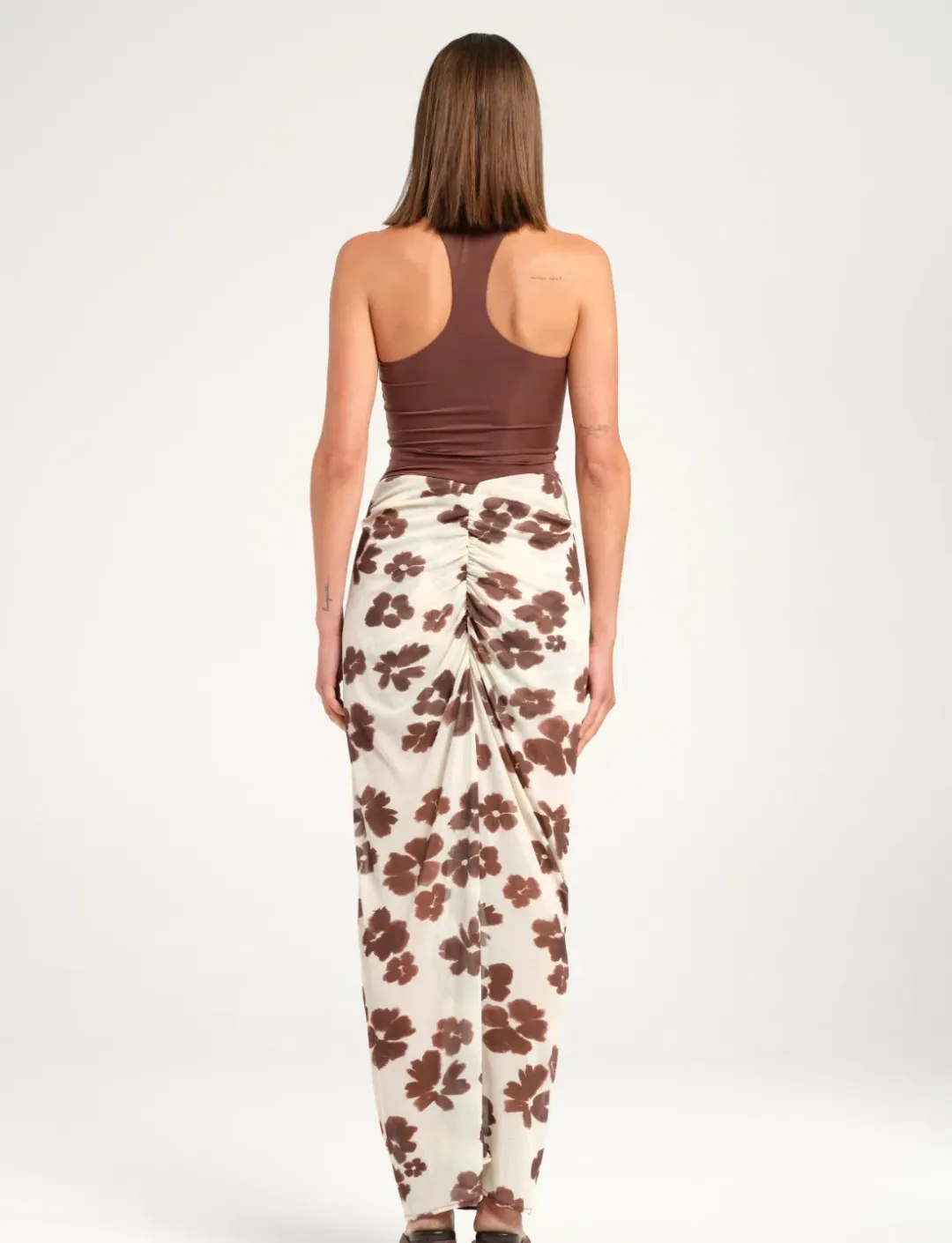 Benni Piper Maxi Dress in Coco Blossom Brown AU 8  for rent on The Volte - main image