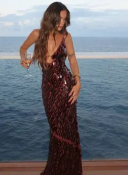 MISHA THE SAPPHIRE SEQUIN MAXI DRESS FIG in XS / AU 6 for rent on The Volte - image 2
