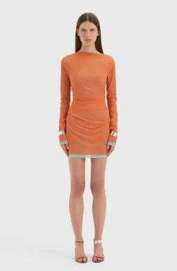 Sir Costa Gathered Mini Dress in Tangerine Splice Size 1/8 for rent on The Volte - image 1