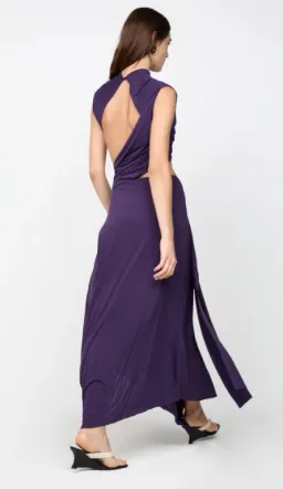 Bec and Bridge Leihla Draped Midi Dress in Deep Violet Size 8 for rent on The Volte - image 3