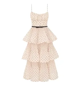 Zimmermann Pleated Tiered Midi Dress in Cream/Black Polka Dot Size 2/AU 12 for rent on The Volte - image 4