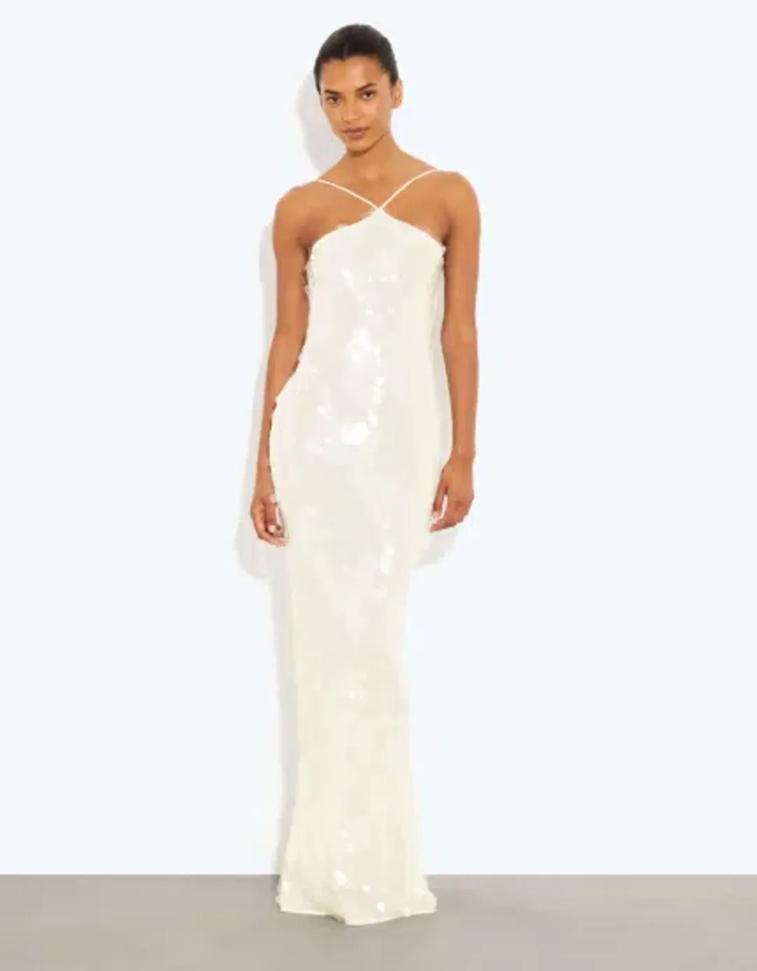 Rat & Boa White Emmanuella Maxi Sequin Dress - 12 for rent on The Volte - main image