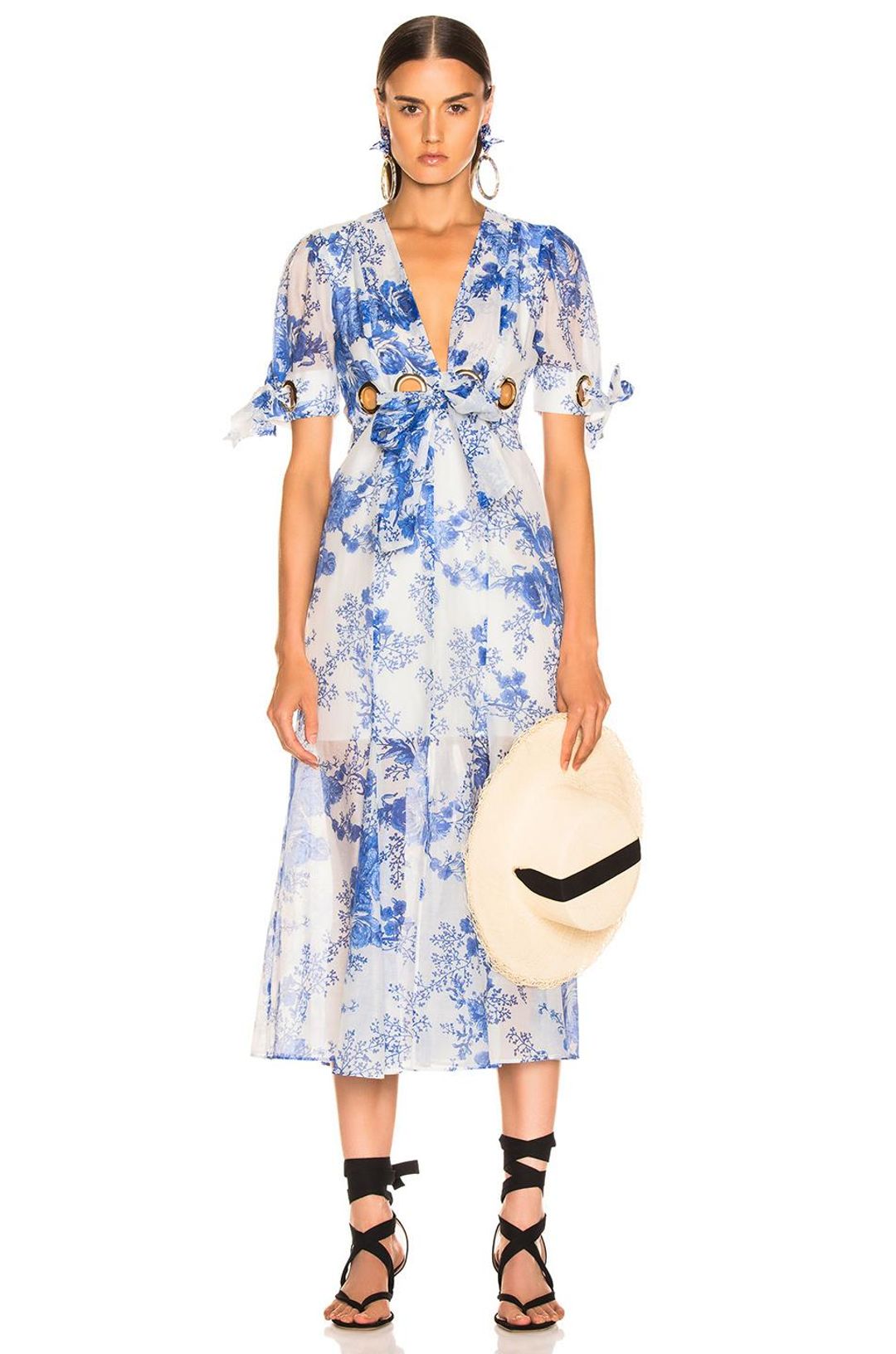 Alice Mccall Only Everything blue and white silk midi dress Size 6 for rent on The Volte - main image