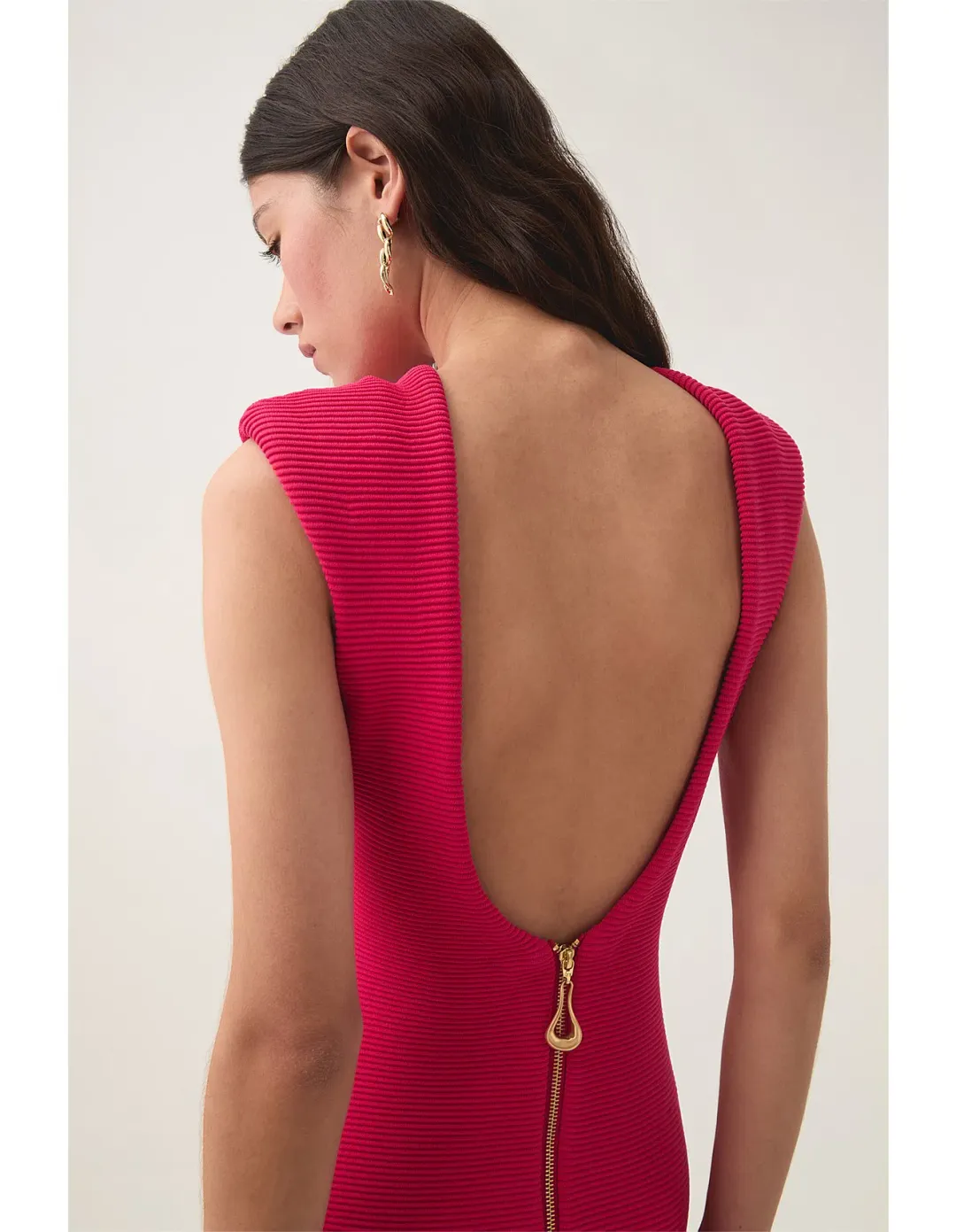 Aje / Rushes Raffia Knit Midi / Deep Fuchsia/ size Small (8) for rent on The Volte - main image