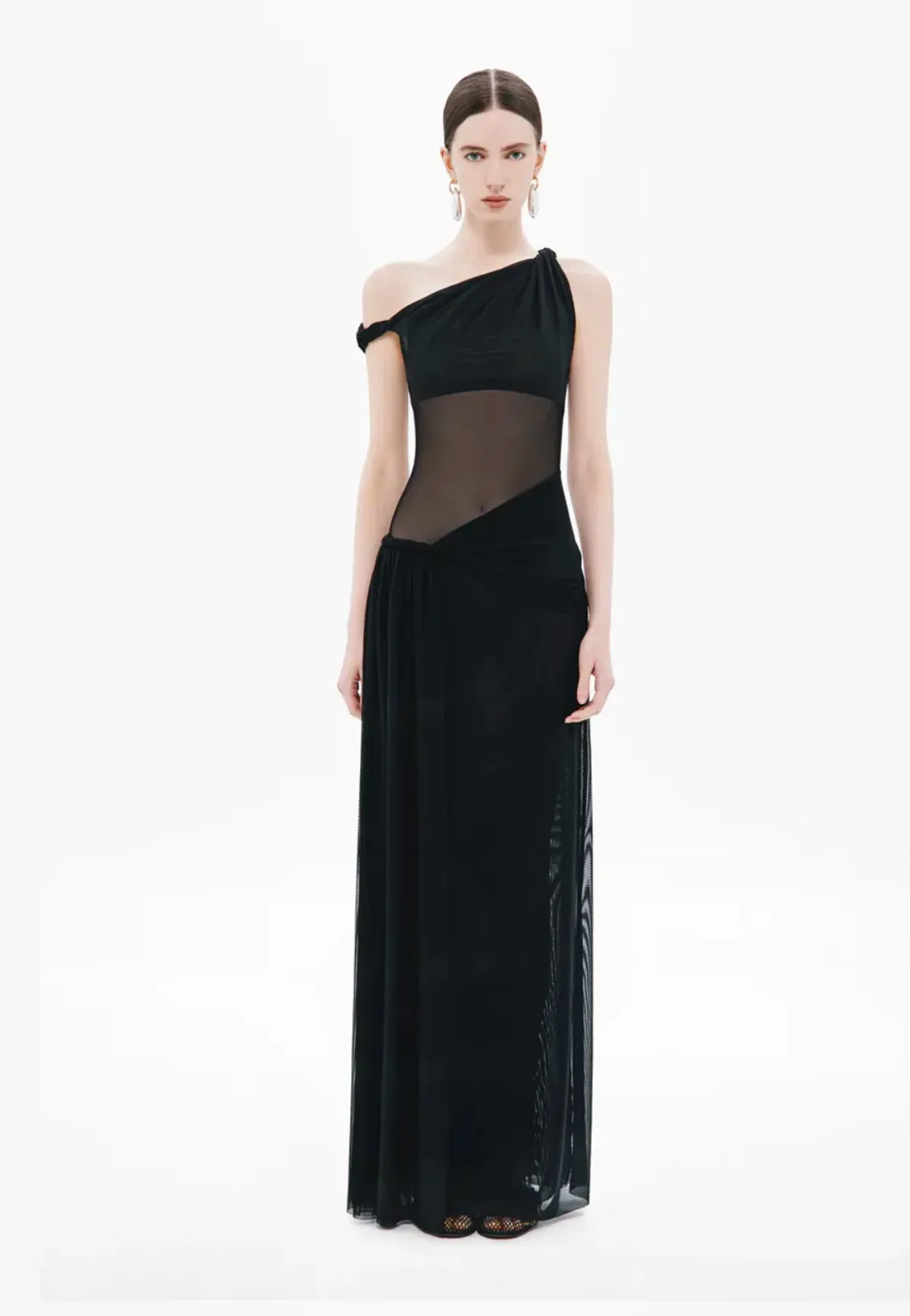 Misha Sisal Mesh Maxi Dress in Black for rent on The Volte - main image