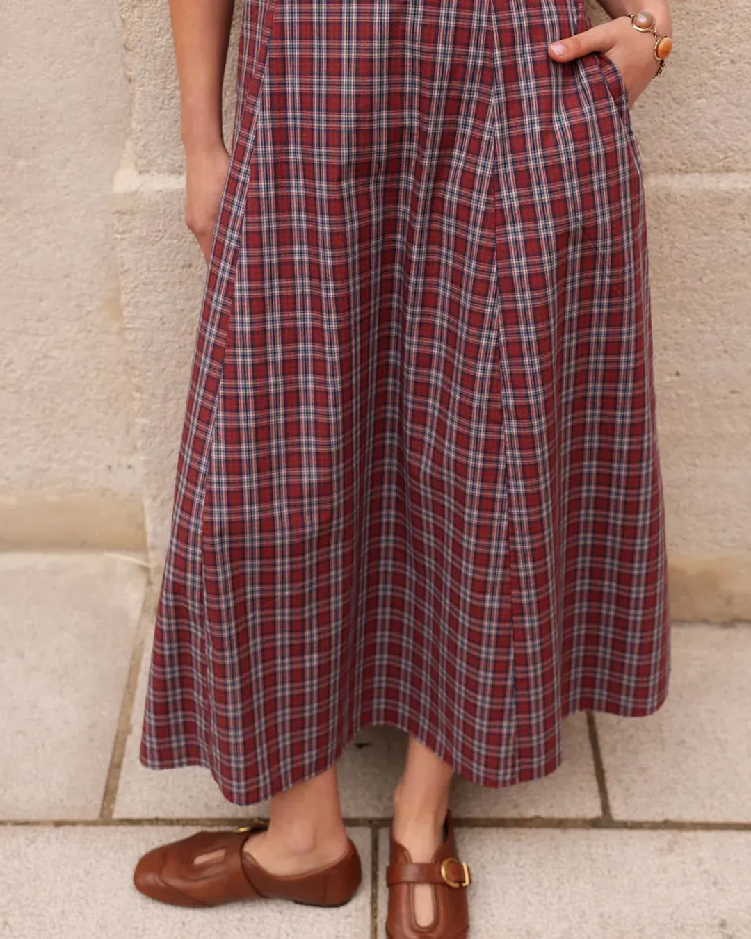 Katherina Lou Annabel Maxi Cherry Plaid for rent on The Volte - main image