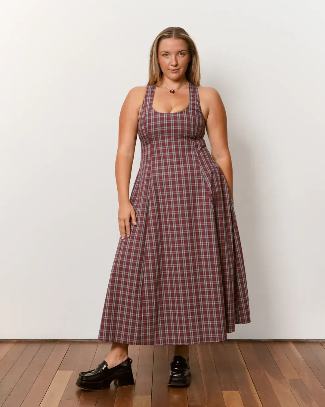 Katherina Lou Annabel Maxi Cherry Plaid for rent on The Volte - main image