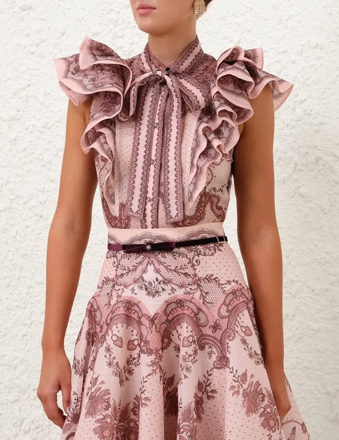 Zimmermann Crush Frilled blouse and midi skirt size 2  for rent on The Volte - main image