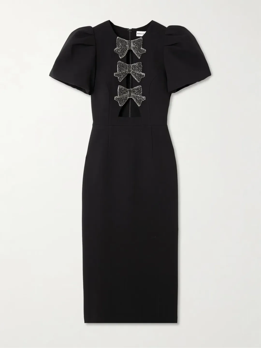 Rebecca Vallance Eliana Puff Sleeve Midi Dress Black Size 12 for rent on The Volte - main image