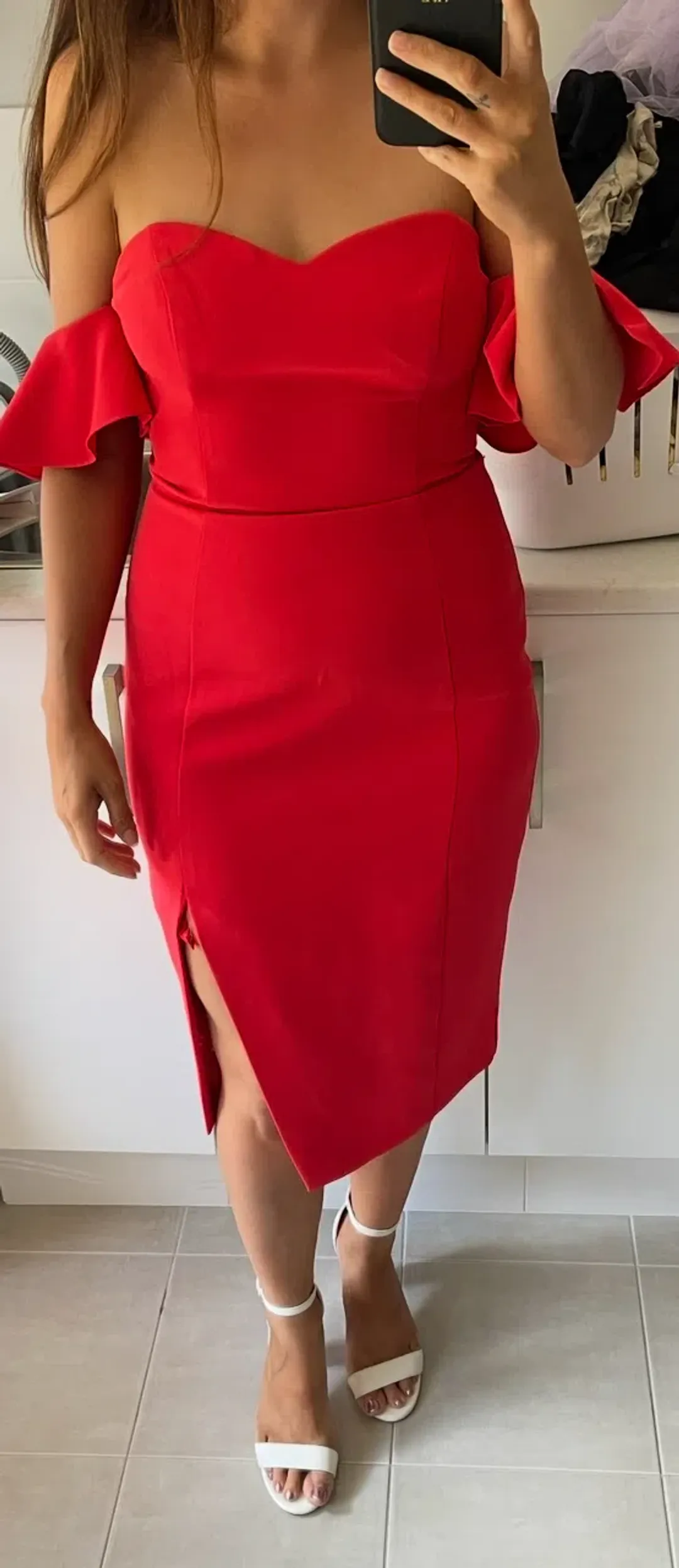 Forever New - Red Off Shoulder Dress for rent on The Volte - main image