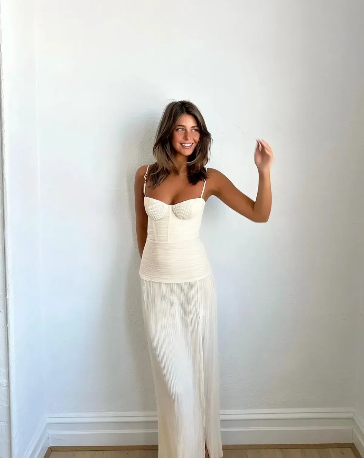 Manning Cartell Double Time Pleat Gown Nougat Size 10 for rent on The Volte - main image