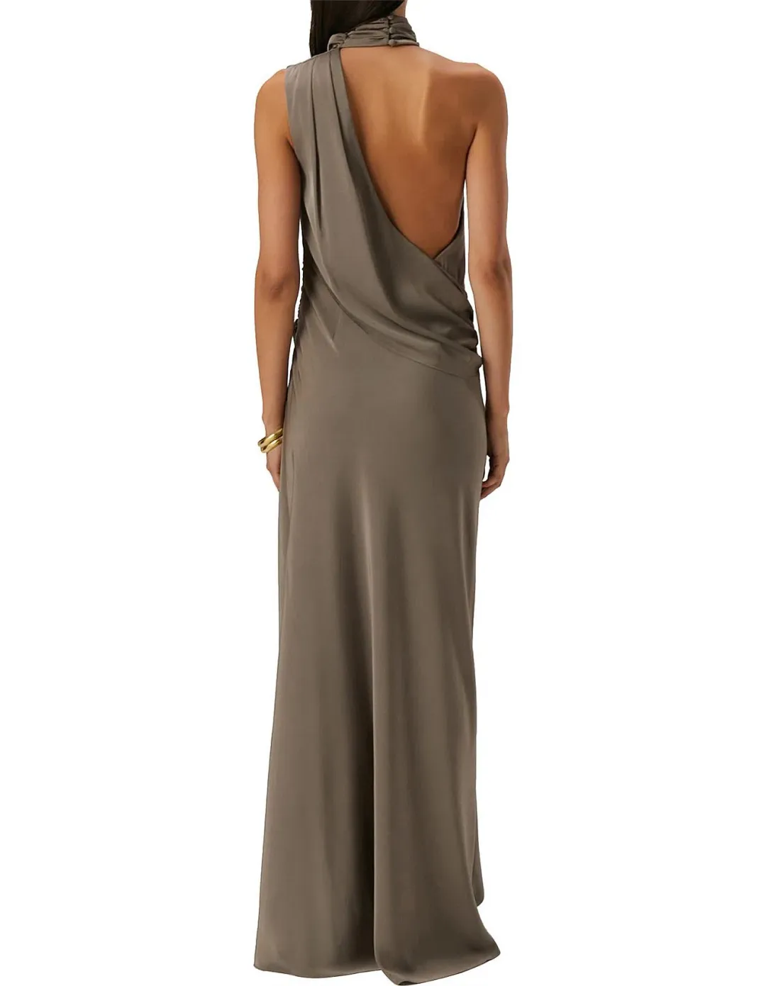 MISHA Constantina Satin Gown in Iron Grey, Size M / 10 for rent on The Volte - main image
