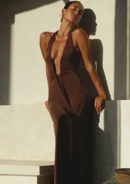 MISHA Jennifer Cupro Maxi Cedar Brown Size 10 for rent on The Volte - image 5