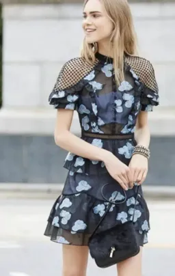 Self Portrait Fil Coupe Open Back Cape Mini Dress for rent on The Volte - image 1