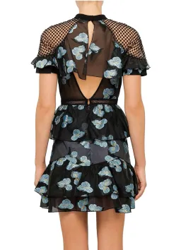 Self Portrait Fil Coupe Open Back Cape Mini Dress for rent on The Volte - image 3