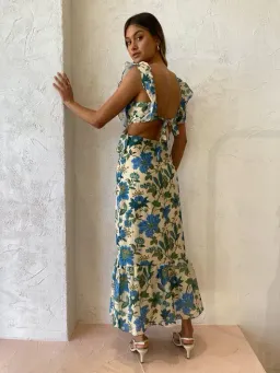 Sir the Label Celia Frill Midi Dress Marguerite Floral Print Size 1 / AU 8 for rent on The Volte - image 3