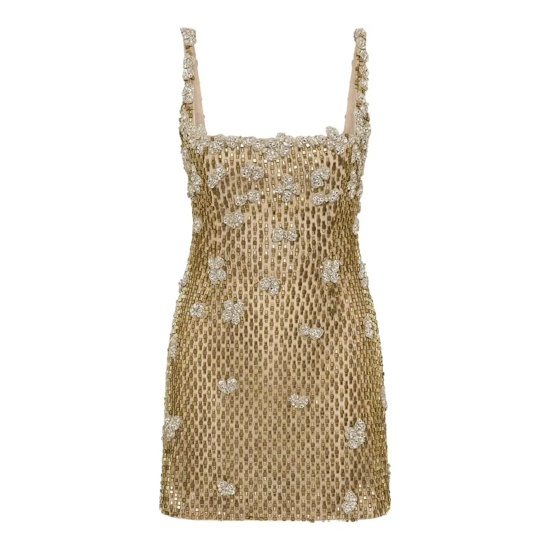 Rachel Gilbert Solana Mini in Gold Size 8  for rent on The Volte - main image