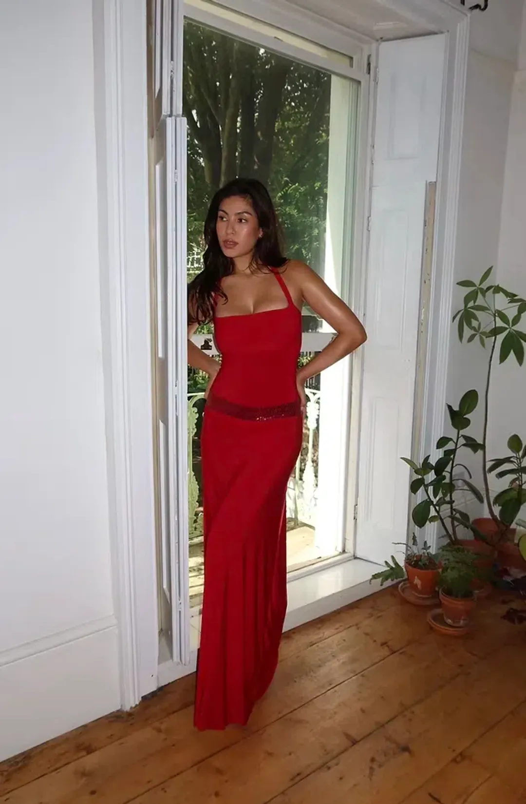 sylavie swimwear, Toscana Maxi Dress - Crimson Kiss, Red, SIze 8  for rent on The Volte - main image