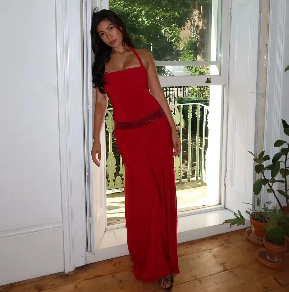 sylavie swimwear, Toscana Maxi Dress - Crimson Kiss, Red, SIze 8  for rent on The Volte - main image