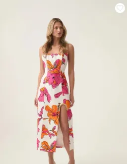 Aje Flourish Midi Dress Vivid Hibiscus Size 8 for rent on The Volte - image 1
