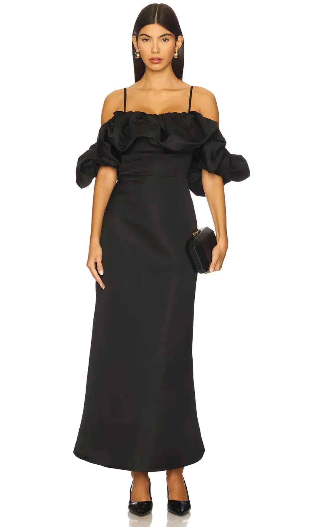 Elliatt Sharon Off The Shoulder Midi Dress in Black XL / AU 14 for rent on The Volte - main image