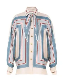 Zimmermann Relaxed Scarf Shirt and Pant Set in Ticking Stripe Size 6/8 (OP) for rent on The Volte - image 3