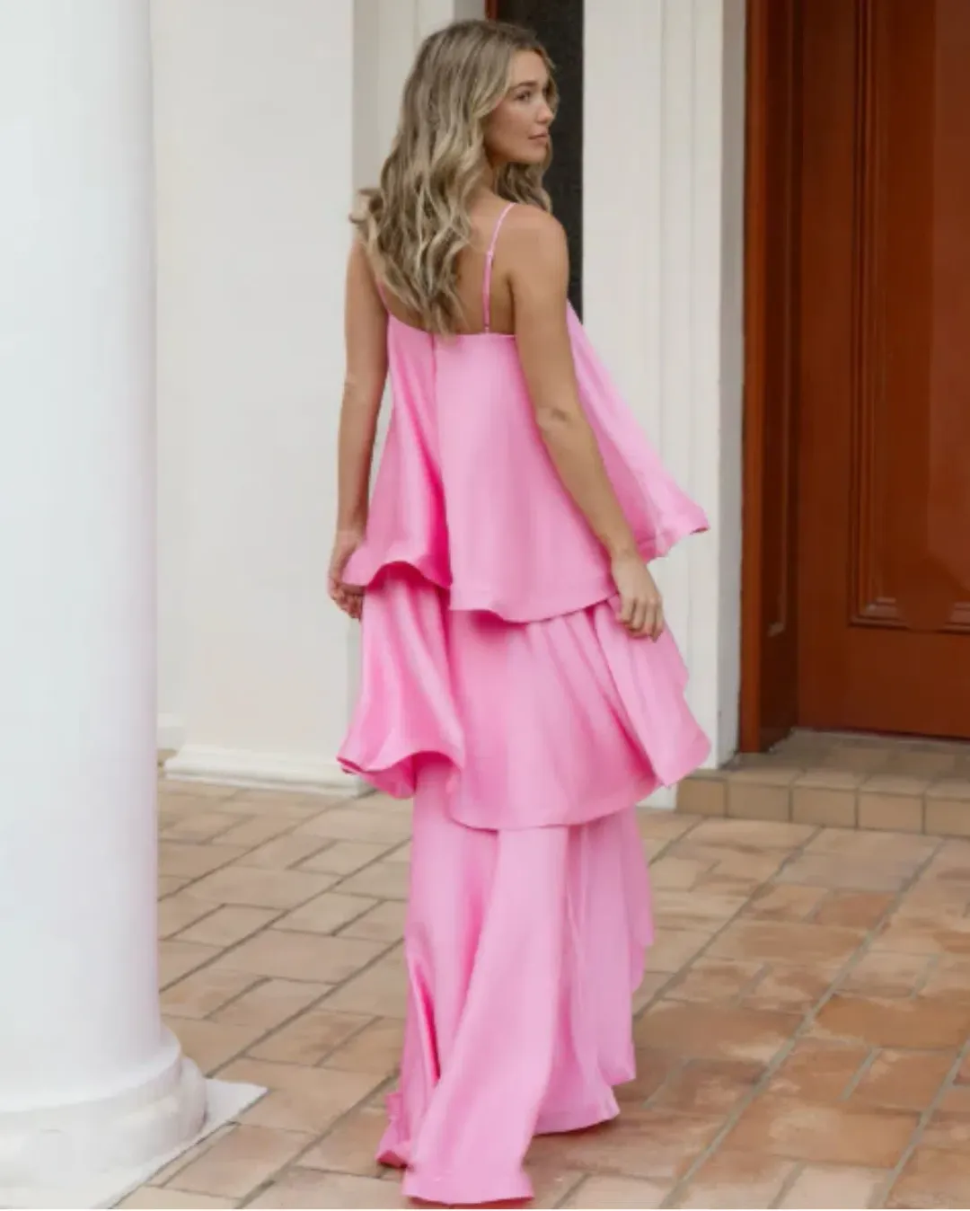 Elliatt Tilly Tiered Maxi Dress Pink Size 10 for rent on The Volte - main image