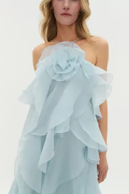 Aje Pandorea Layered Maxi Dress Silver Blue Size AU 8 for rent on The Volte - image 3