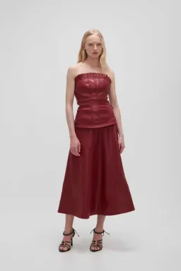  Aje Stanhope Vegan Leather Corset Top Burgundy Size AU 6 / XS for rent on The Volte - image 5