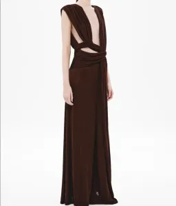 Misha The 'Naomi' Draped Rib Dress Chocolate for rent on The Volte - image 2