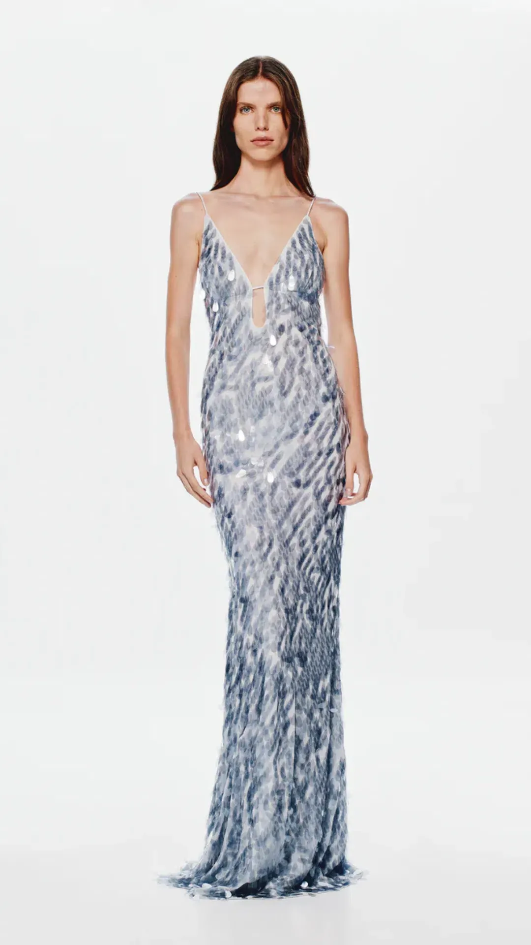 Misha The Sapphire Sequin Dress in Dove Grey Size M (10) for rent on The Volte - main image