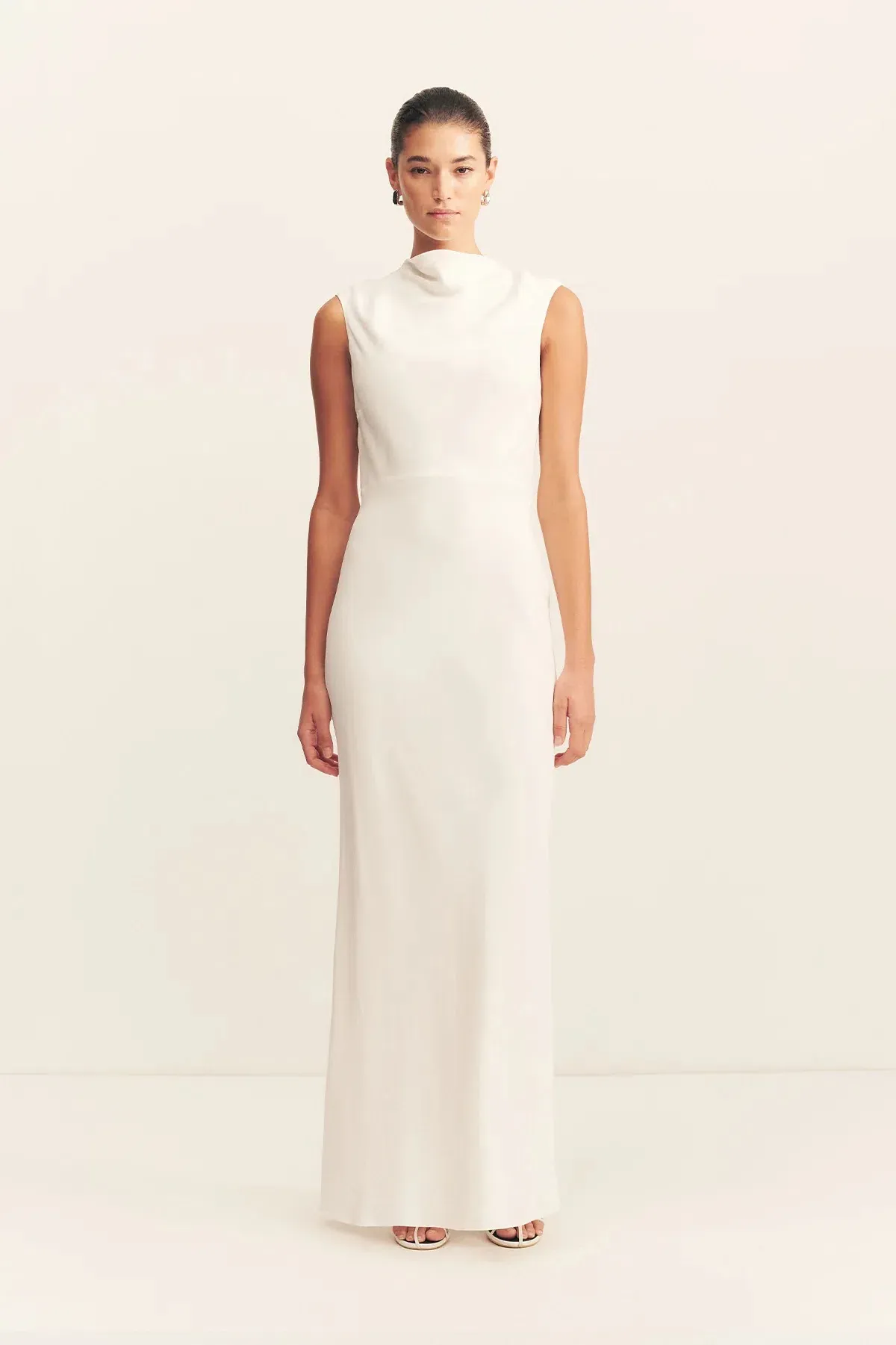 Shona Joy Rio Cowl Open Back Maxi / Ivory / Size 8 for rent on The Volte - main image